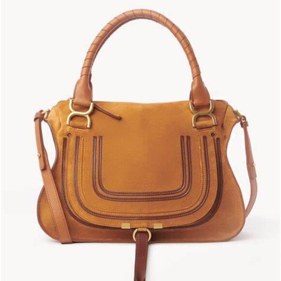 Chloé Marcie Medium Leather Satchel Women's Brown - Picture 1 of 13
